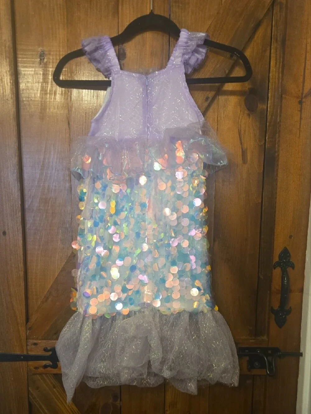 Lilac Mermaid Sequin Kids Costume Dress - Iridescent Purple